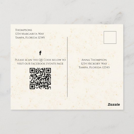 新年のカクテルドリンクQRコードの事前対応 ポストカード (裏面)