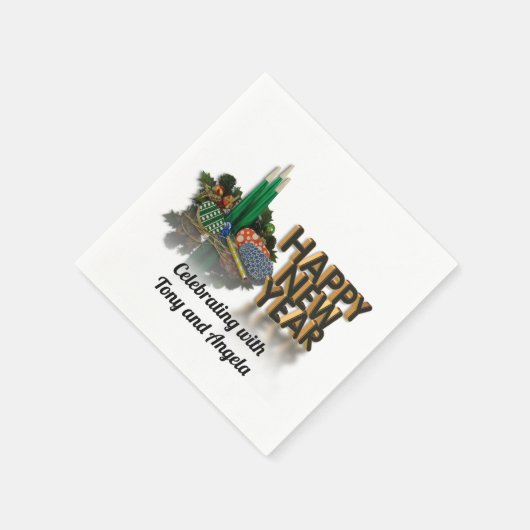 新年のカクテルナプキンパーソナライズされた スタンダードカクテルナプキン (角)