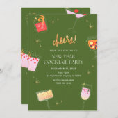 新年のカクテルパーティー 招待状 (正面/裏面)