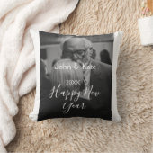 新年のカップル写真名年ブラック＆ホワイト クッション (ブランケット)