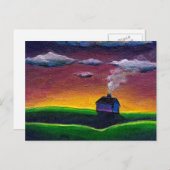 新年のカラフル絵を描風景のオリジナル芸術 シーズンポストカード (正面/裏面)