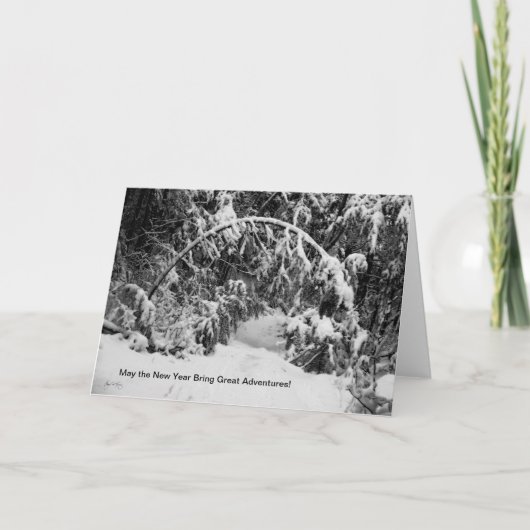 新年のカード、雪の冒険への門 シーズンカード (正面)