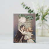 新年のキス四葉クローバー時計 シーズンポストカード (スタンド正面)