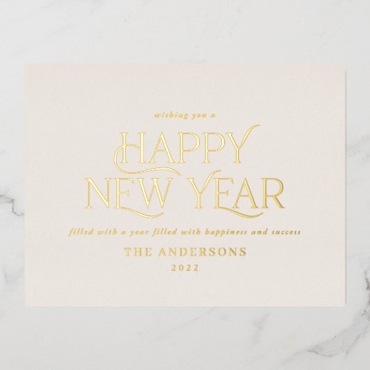 新年のクリエレガントーミニマルモダンム伝統的 箔シーズンポストカード (正面)