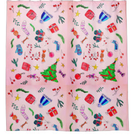 新年のクリスマススケッチギフト シャワーカーテン