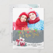 新年のクリスマスホリデーフォトカードへの応援 シーズンポストカード (正面/裏面)