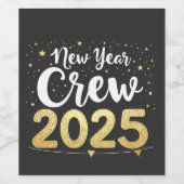 新年のクルー2025いとこ家族の一致クルー ワインラベル (シングルラベル)