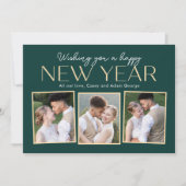 新年のコラージュ 編集可能なカラー ホリデー フォト カード (正面)