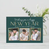 新年のコラージュ 編集可能なカラー ホリデー フォト カード (スタンド正面)
