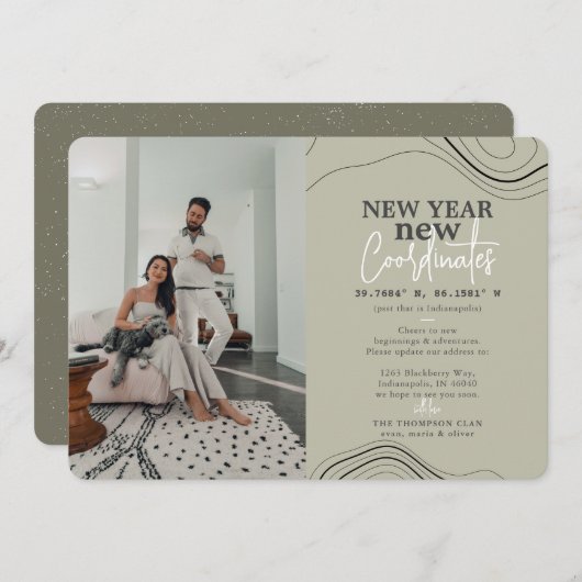 新年のコーディネートPic Green Moving Announcement シーズンカード (正面/裏面)