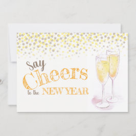 新年のシャンパングラスに応援を言う 招待状