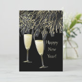 新年のシャンパンフラットグリーティングカード シーズンカード (スタンド正面)