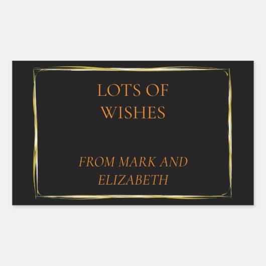 新年のスクエアを祝う 長方形シール (正面)