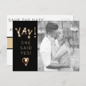 新年のスパーカー | セーブザデート | 彼女はYes ポストカード (正面/裏面)