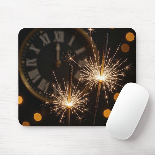 新年のスパークラーと真夜中の時計 マウスパッド (マウス)