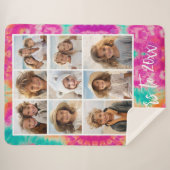 新年のタイダイティール(緑がかった色)70sのVibeへの応援 シェルパブランケット (正面(横))