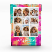 新年のタイダイティール(緑がかった色)70sのVibeへの応援 フォトブロック (正面)