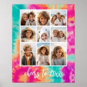 新年のタイダイティール（緑がかった色）70sのVibeへの応援 ポスター (正面)