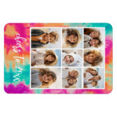 新年のタイダイティール(緑がかった色)70sのVibeへの応援 マグネット (横)