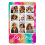 新年のタイダイティール(緑がかった色)70sのVibeへの応援 マグネット (縦)