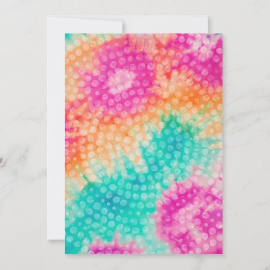 新年のタイダイティール（緑がかった色）70sのVibeへの応援 招待状 (裏面)