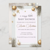 新年のデザイン金ゴールドエレガント赤ちゃんシャワー 招待状 (正面/裏面)