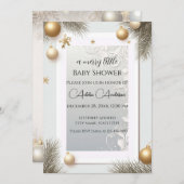 新年のデザイン金ゴールドエレガント赤ちゃんシャワー 招待状 (正面/裏面)