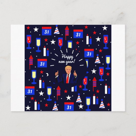 新年のドナルドトランプ シーズンポストカード (正面)