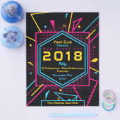 新年のネオンスタイルパーティー チラシ (シングル)