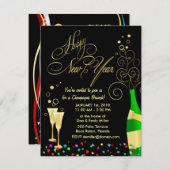 新年のパーティの招待状-シャンペンのブランチ 招待状 (正面/裏面)