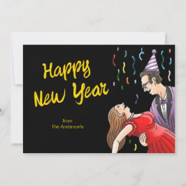 新年のパーティーで幸せなダンス シーズンカード