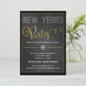 新年のパーティーの金ゴールドのグリッターの招待状 招待状 (スタンド正面)