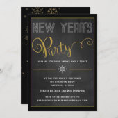 新年のパーティーの金ゴールドのグリッターの招待状 招待状 (正面/裏面)