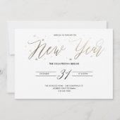 新年のパーティーの金ゴールドホイルのパーティの招待状 招待状 (正面)