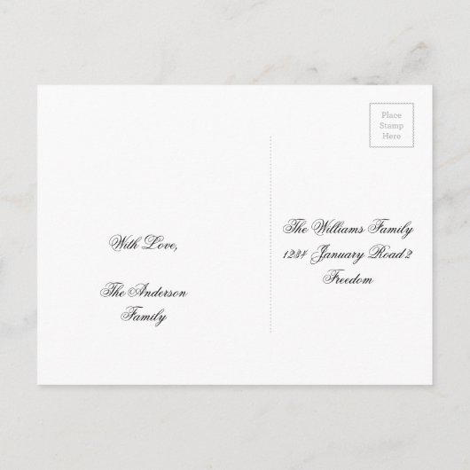 新年のパーティーは日付を白黒で保存 案内ポストカード (裏面)