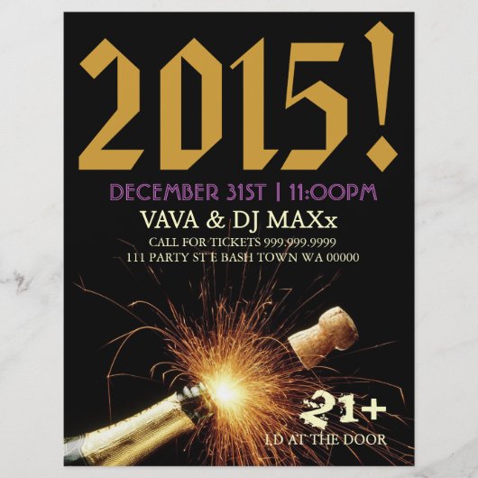 新年のパーティーイベント告知チラシ チラシ (正面)