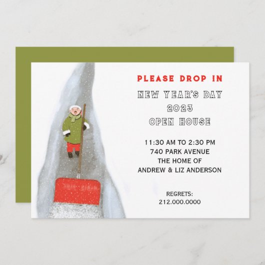 新年のパーティーオープンハウス 招待状 (正面/裏面)