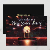 新年のパーティーシャンパンファイヤーワークス 招待状 (正面/裏面)