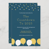 新年のパーティーバルーンと紙吹雪 招待状 (正面/裏面)