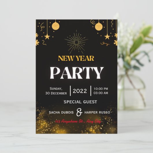 新年のパーティーパーソナライズされた招待状 招待状 (スタンド正面)