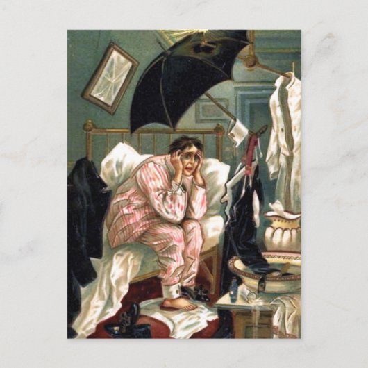 新年のパーティー二日酔い ポストカード (正面)