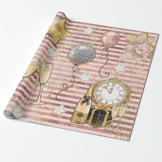新年のパーティー包装紙 ラッピングペーパー (アンロールド)