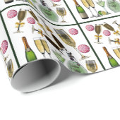 新年のパーティー工芸品ワインカクテルドリンク ラッピングペーパー (ロールコーナー)