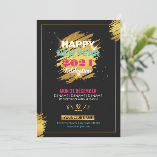 新年のパーティー招待チラシ 招待状 (スタンド正面)