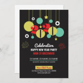 新年のパーティー招待状のフライヤー 招待状 (正面/裏面)