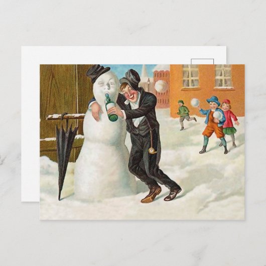 新年のパーティー飲、おもしろいヴィンテージ ポストカード (正面/裏面)