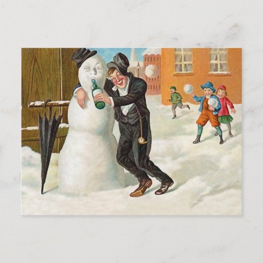 新年のパーティー飲、おもしろいヴィンテージ ポストカード (正面)