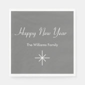 新年のパーティー2024レトロスノーフレークグレー スタンダードランチョンナプキン (正面)