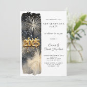 新年のパーティー2025年金ゴールドグリッター花火 招待状 (スタンド正面)