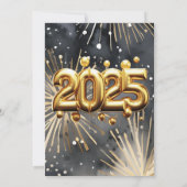 新年のパーティー2025年金ゴールドグリッター花火 招待状 (裏面)
